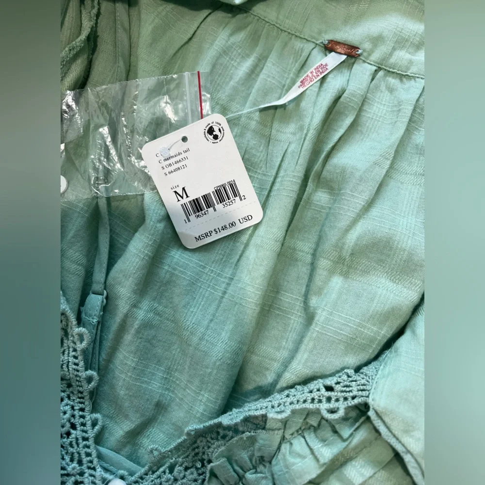 Free People Sage Green Ruffle Tunic Dress